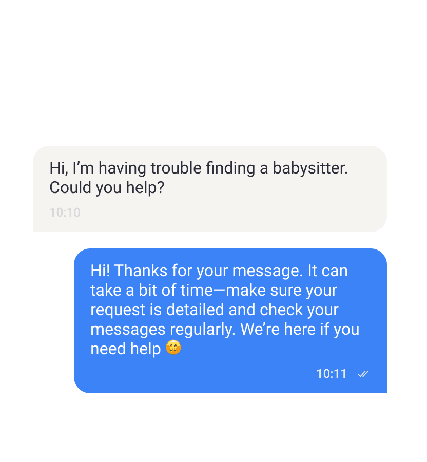 Verified babysitter profile with rating