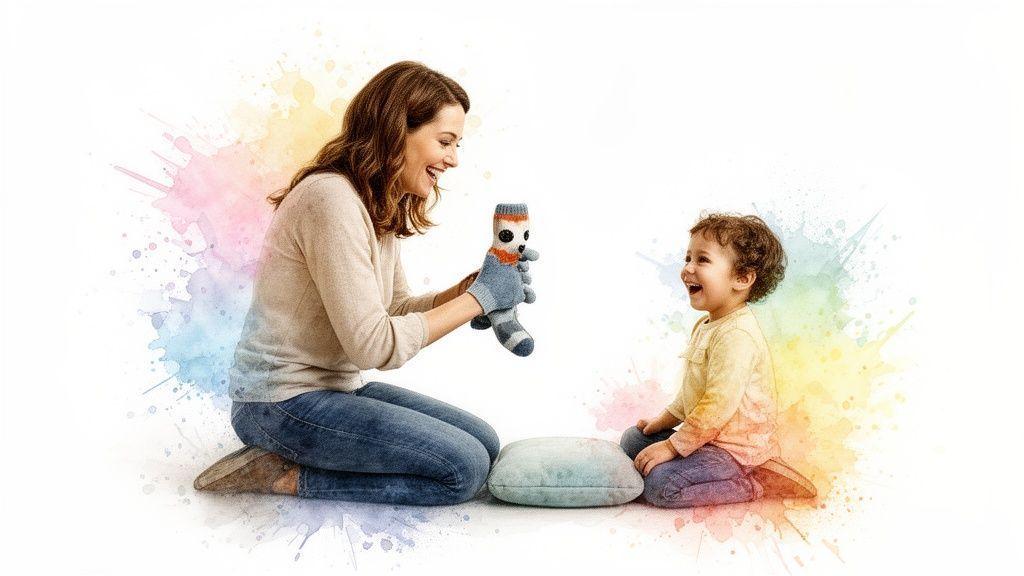Une femme et un enfant riant s