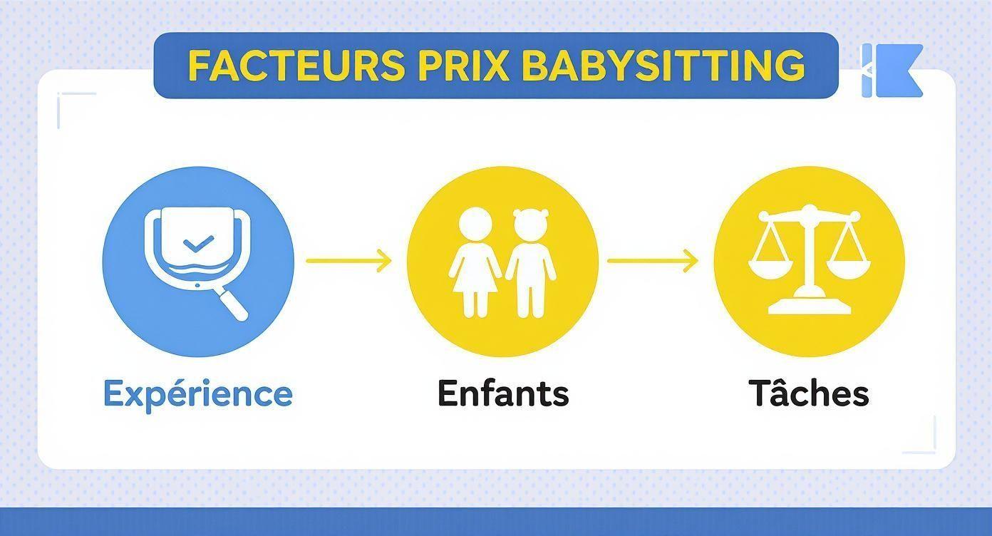 Infographie des facteurs déterminant le prix du babysitting : expérience, nombre d