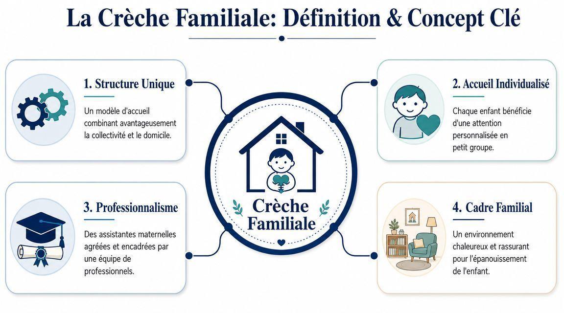 Infographie présentant les quatre concepts clés définissant le fonctionnement et les avantages d