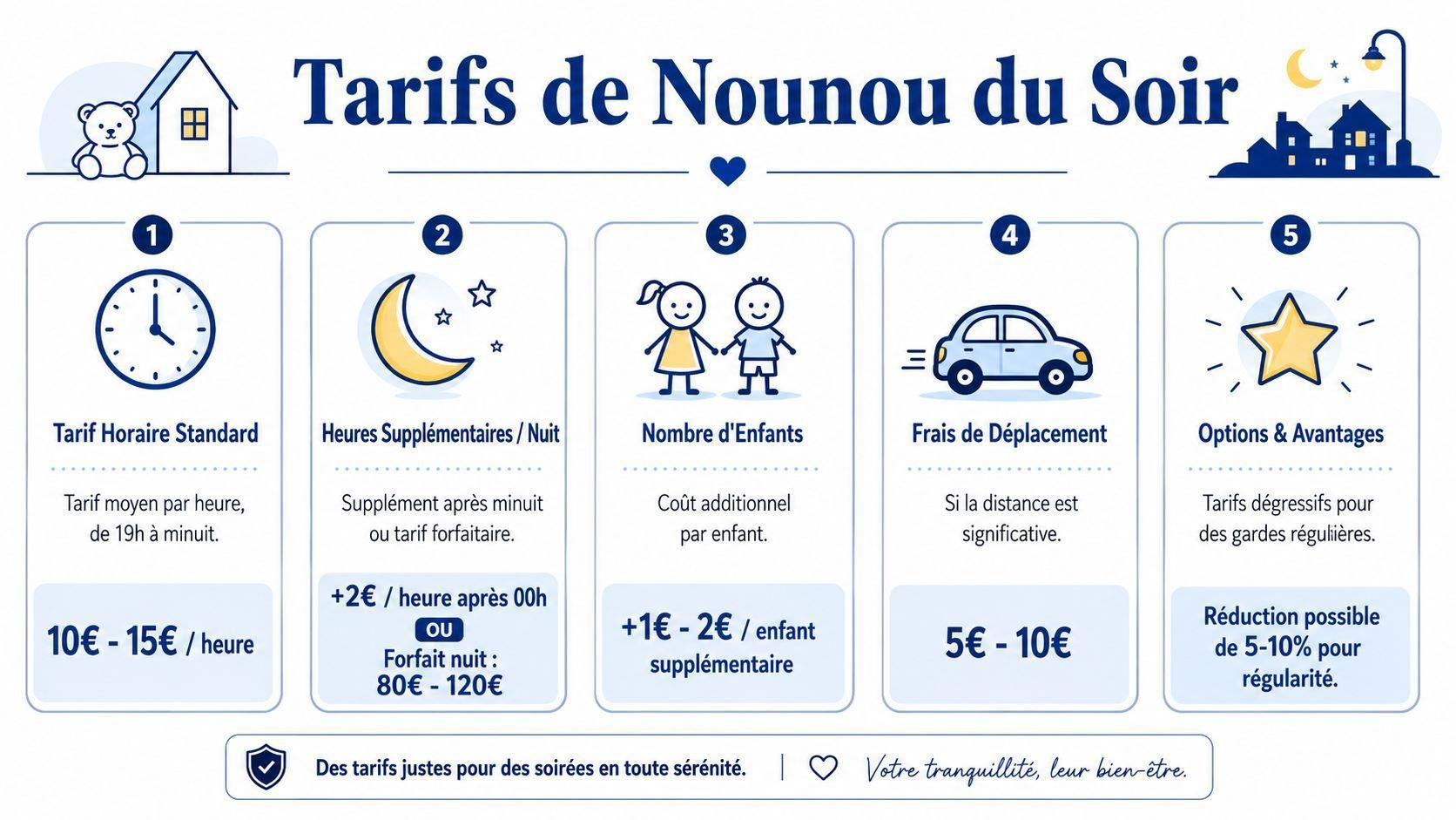 Tableau récapitulatif présentant les différents tarifs de services d