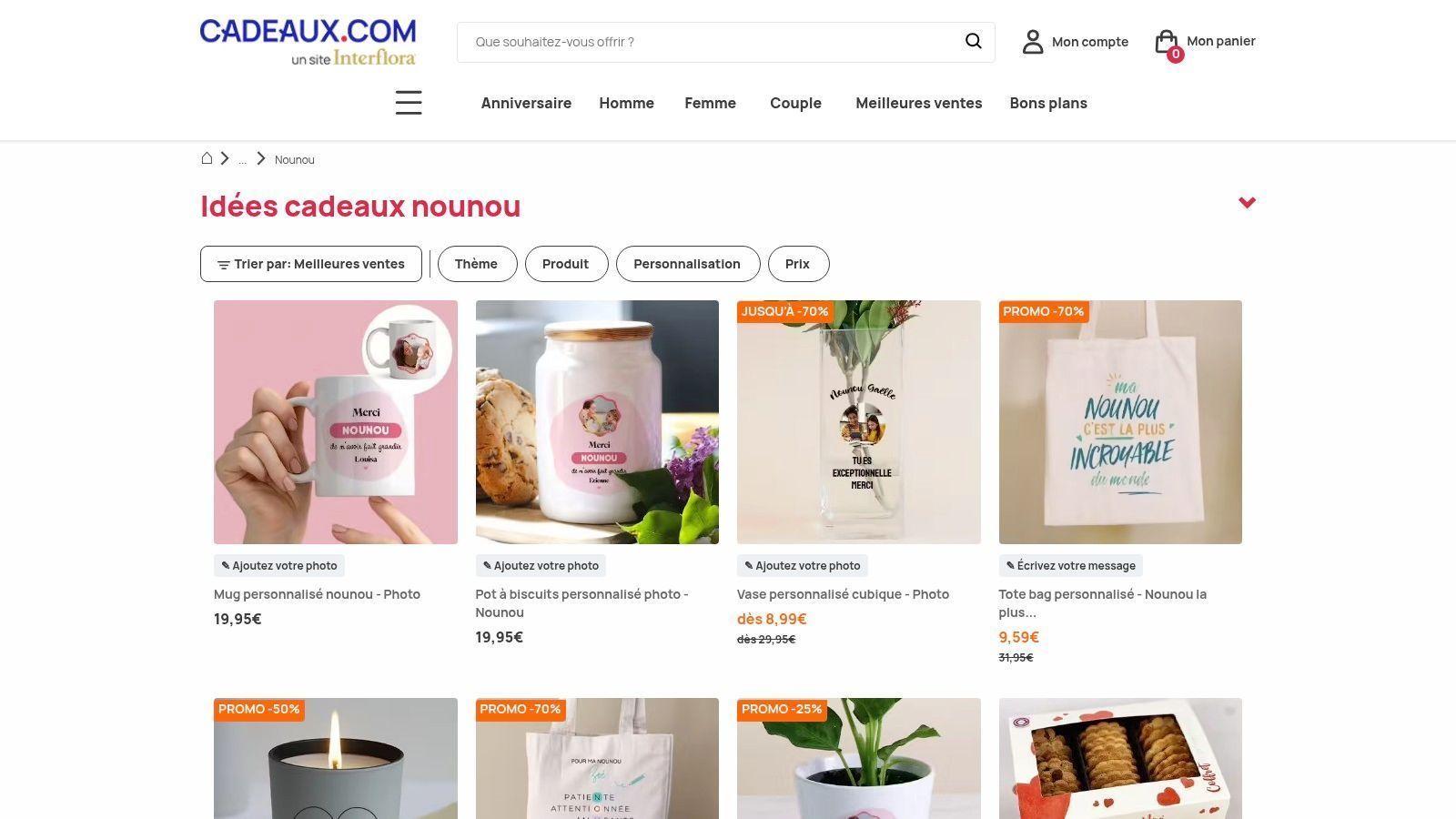 Une sélection de cadeaux personnalisables pour nounou sur Cadeaux.com