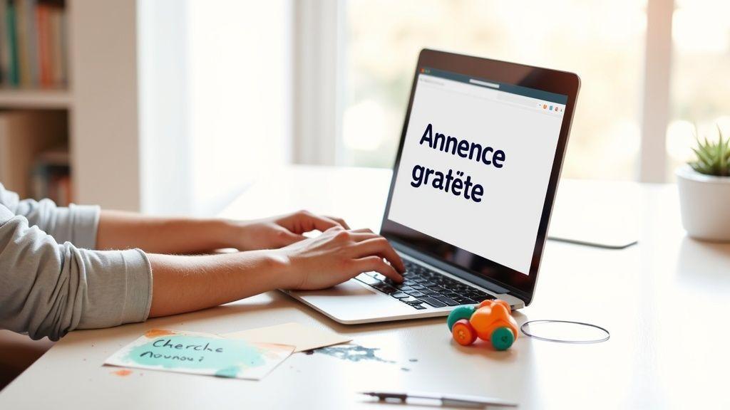 Personne utilisant un laptop pour publier une